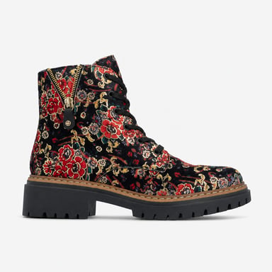 Rieker 72617 Damen-Stiefeletten Schwarz Blumenmuster