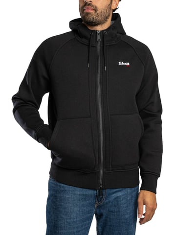 Schott Logo Zip Hoodie, Schwarz