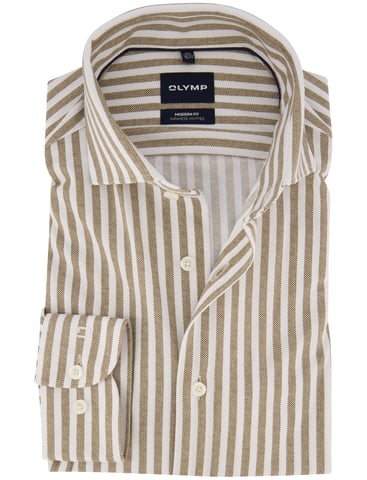 OLYMP Braunes Japanese Knitted Stretch Hemd