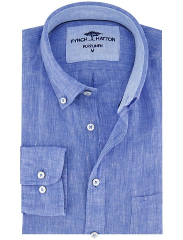 Fynch-Hatton Leinenhemd Mittelblau