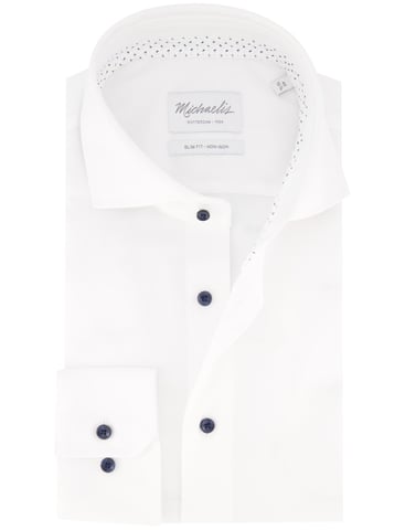 Michaelis Baumwollhemd Weiß Slim Fit Uni Bügelfrei