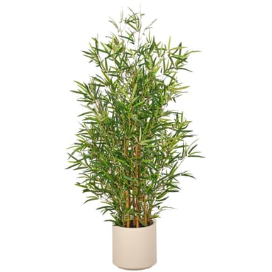 Kopu ® künstliche Bambuspflanze 130 cm 1978 Blätter cremefarbener Topf Fargesia