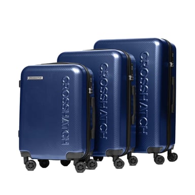 Crosshatch - "Escapade" Rollkoffer, Geprägt (3er-Pack) (Königsblau)