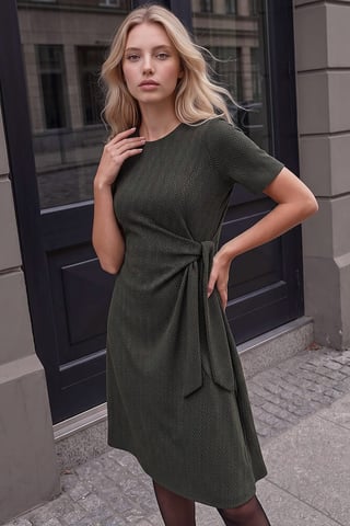 Petite Fischgrätenmuster-Kleid