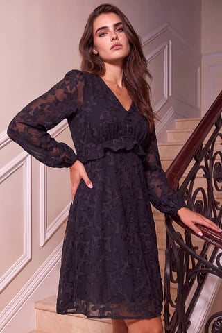 Petite Jacquard-Kleid mit Volants