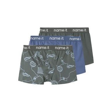 Name It Jungen-Boxershorts Trunks nkmboxer kick off 3er-Pack Fußballprint grau/blau