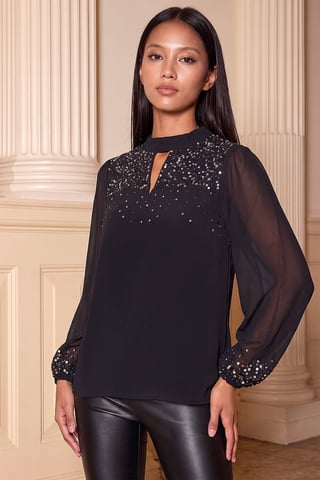 Roman Petite Top mit Perlen und Schlüssellochausschnitt