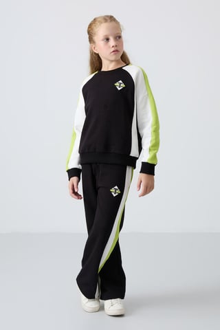 Color Blocked Wide Leg Trainingsanzug-Set