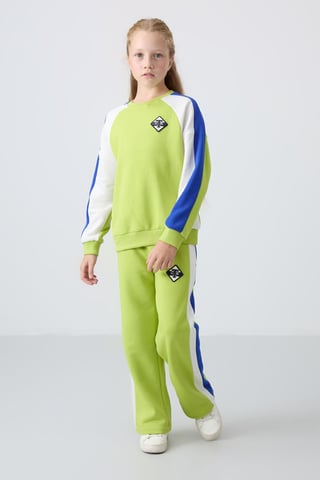 Color Blocked Wide Leg Trainingsanzug-Set