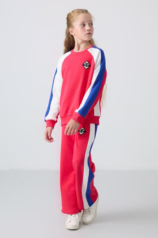 Color Blocked Wide Leg Trainingsanzug-Set