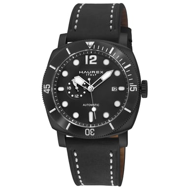 Fortezza IPBLK Edelstahlgehäuse, schwarze Lünette, schwarzes Zifferblatt, schwarzes Canvas-Armband