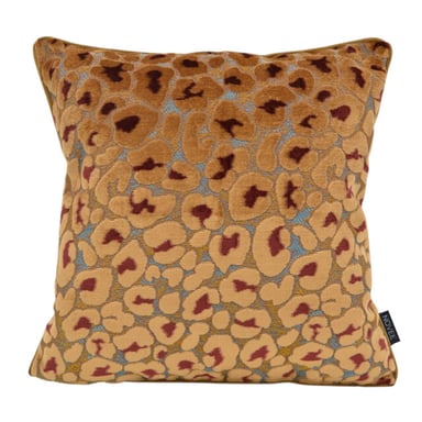 NOVÉE Leopard braun/burgunder Kissenbezug | 45x45 cm | Samt/Polyester