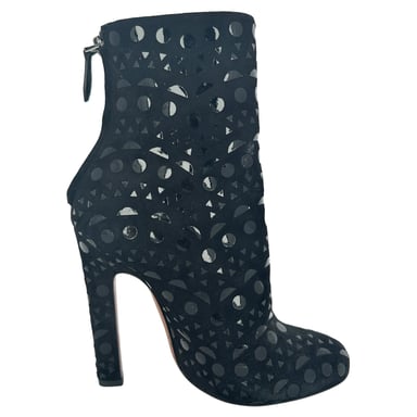 Alaïa Vienne Stiefel aus schwarzem Veloursleder