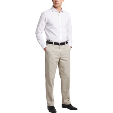 FARAH CLASSIC FDFB0141 Herrenhose mit flacher Vorderseite, Flaxi-Bund, gerades Bein, Baumwollhose