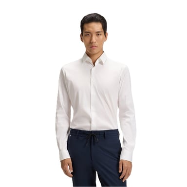 Boss Herren Oxford-Hemd mit Kentkragen, langen Ärmeln und regulärer Passform in Weiß