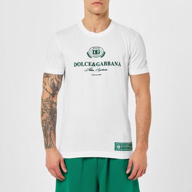 Men's Dolce And Gabbana Logo Print Cotton T-Shirt in White