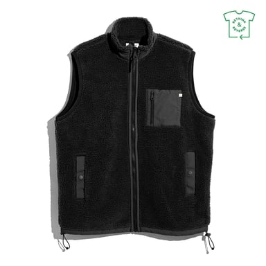 Farah Grant Herren-Gilet mit einfarbigem Muster und Kordelzug in Schwarz