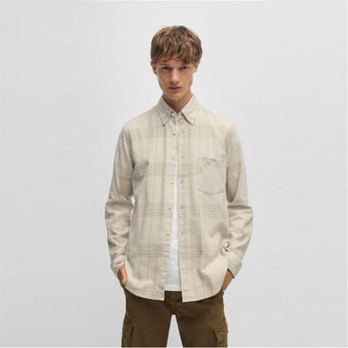 Boss Herren Regular-Fit-Langarmhemd in Hellbeige 273