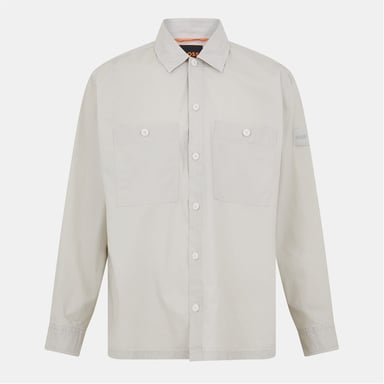 Boss Herrenhemd mit durchgehendem Muster, Druckknöpfen, Kragen und Manschettenärmeln, Overshirt in Hellbeige 271