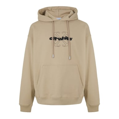 Off-White Herren-Sweatshirt mit Kapuze, Stickerei und langen Ärmeln in Braun/Schwarz