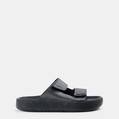Damen VEJA Etna Lederflache Sandalen in Full Black