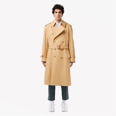Lacoste Herren-Trenchcoat mit einfarbigem Muster, Reverskragen und in Croissant