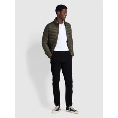 Farah Joel Herren Steppjacke mit unifarbenem Muster in Evergreen