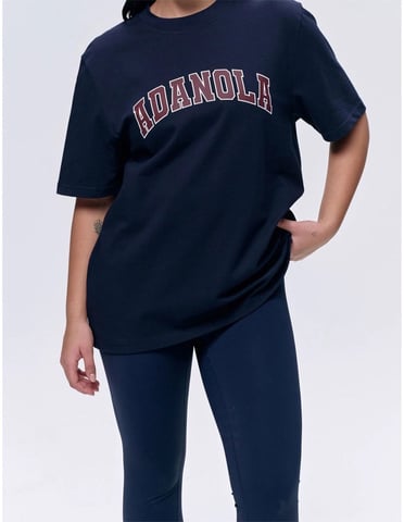 Adanola Varsity T-Shirt Damen Marineblau Oversized