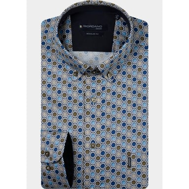Giordano Herrenhemd Dino Satin Stretch Geometric 627027/70