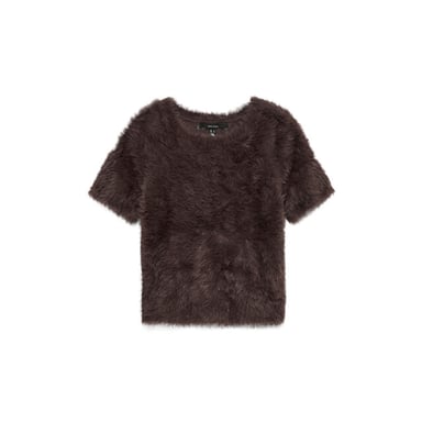 Vero Moda vmfluffy Kurzarm-Rundhalspullover 10336640 chocolate torte