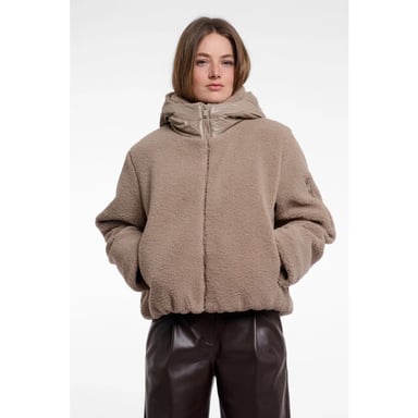 Rino & Pelle Jayla.7002613 Rino & Pelle Jacke aus Materialmix mit Kapuze Mocha latte