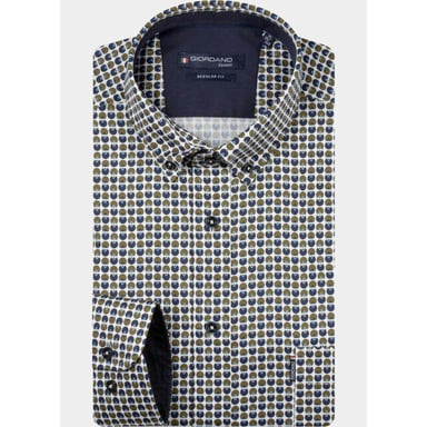 Giordano Herrenhemd Grün Dino Satin Stretch Graphic 627021/70