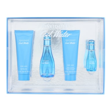 Davidoff Cool Water Woman Eau de Toilette 50ml, Eau de Toilette 15ml, Body Lotion 75ml + Shower Gel 75ml Gift Set