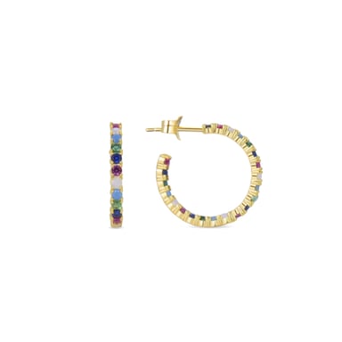 Luxenter Sterling Silber 925 Ohrringe mit Multicolour Zirkonia in 18K Gelbgold - Azarlo