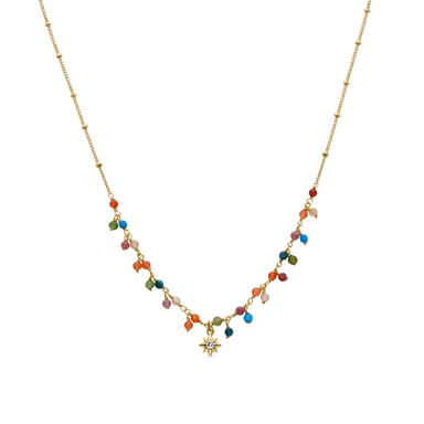 Luxenter Multicolor Kristall-Halskette aus 18K Gelbgold - Lision
