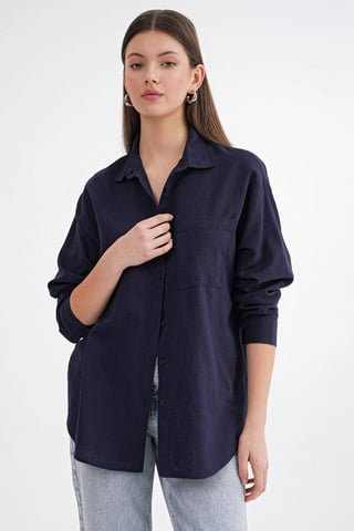 Oversized Leinenmischung Hemd