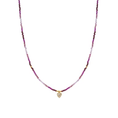 Luxenter Halskette aus 925er Sterlingsilber und Rosenkristall in 18k Gelbgold - Herz