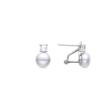 Luxenter 925 Sterling Silber Ohrringe mit weiß rhodinierter Perle - Ohrun