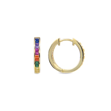 Luxenter Ohrringe aus 925er Sterlingsilber mit mehrfarbigen Zirkonen in 18K Gelbgold - Tuhato