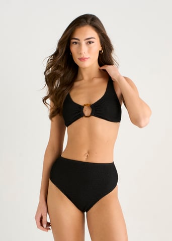 Strukturiertes Bikini-Unterteil mit hoher Taille