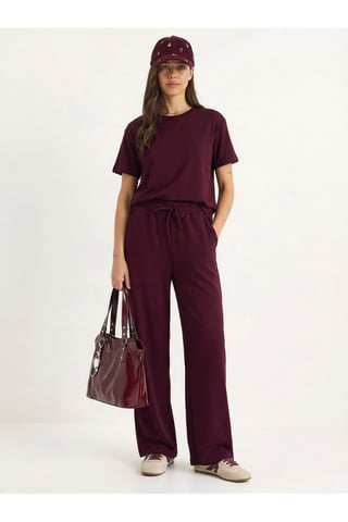 Crew-Neck T-Shirt und Hose Zwei-Teile-Set