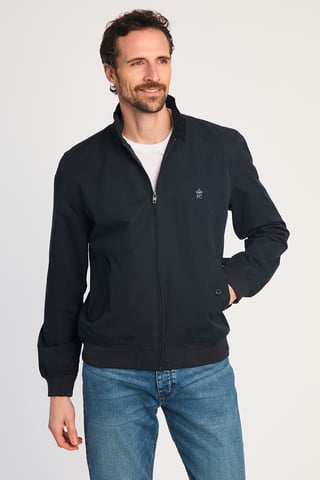 Navy Funnel Neck Harrington Jacket