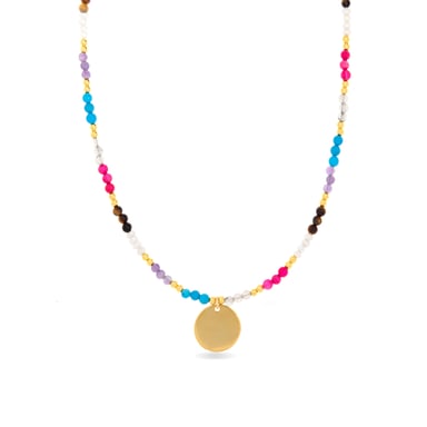 Luxenter Lyhakk-Halskette aus 925 Sterling Silber und mehrfarbigem Kristall, veredelt mit 18 Karat Gelbgold