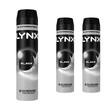 Lynx XXL Black 72H Sweat Protection Anti-Perspirant Deodorant, 3x250ml