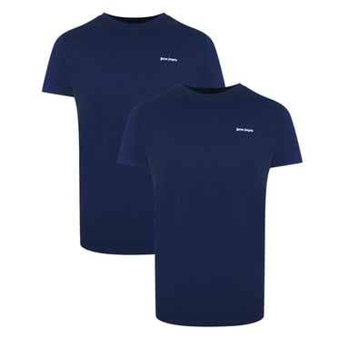 Palm Angels Zwei-Pack Klassisches Logo Marineblaue T-Shirts