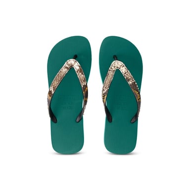 Python Taupe Flip Flop Waldgrün