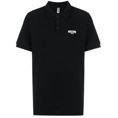 Schwarzes Poloshirt mit kleinem Schwimmlogo von Moschino