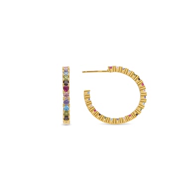 Luxenter Ohrringe aus 925er Sterlingsilber mit mehrfarbigen Zirkonias in 18K Gelbgold - Vyamba