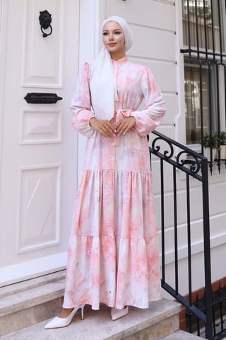 Knopf-Front Maxi-Kleid mit Taillenband