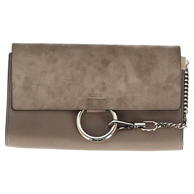 Chloé Faye Clutch Bag aus grauem Wildleder